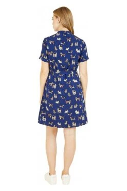 Yumi Recycled Navy Dog Print Shirt Dress -Yumi Clothing Shop xAofFhgV 14454