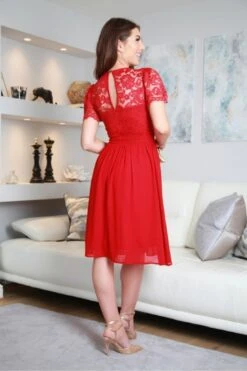 Double Second Red Lace Tea Sleeve Dress -Yumi Clothing Shop xB8qVI3M 14742