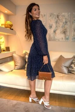 Double Second Printed Long Sleeve Tiered Wrap Front Dress -Yumi Clothing Shop xBAPsF34 14422