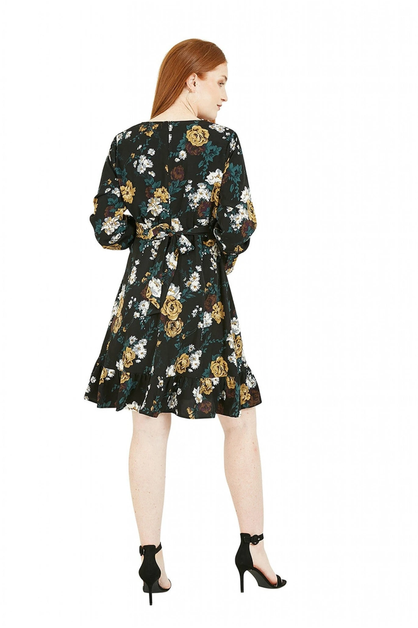 Mela London Black Rose Skater Dress With Frill Hem 4 Mela London Black Rose Skater Dress With Frill Hem - Image 4