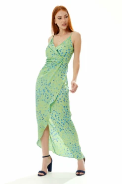 Liquorish Animal Print Maxi Wrap Dress In Mint And Blue -Yumi Clothing Shop xYarsrrp 10778