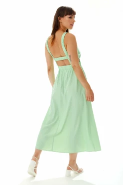 Liquorish Green Midi Dress With Open Back Elasticated Waist -Yumi Clothing Shop xxJZmx09 10799