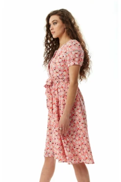 Liquorish Pink Floral Midi Dress With Trim Lace Details -Yumi Clothing Shop yAGKWmDw 10456