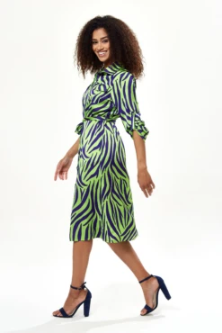 Liquorish Mint And Blue Zebra Print Midi Shirt Dress -Yumi Clothing Shop yHZ0ERkG 15399