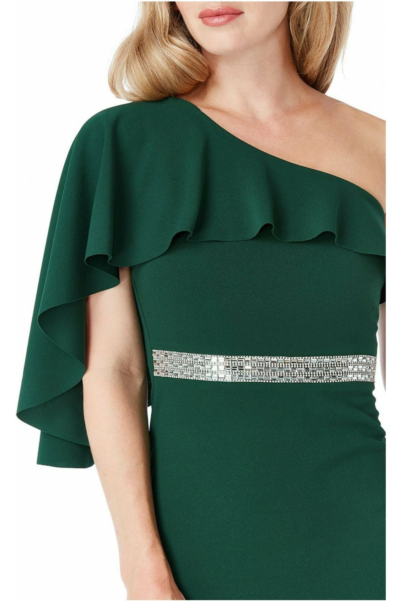 Goddiva Off The Shoulder Flair Maxi Dress - Emerald 3 Goddiva Off The Shoulder Flair Maxi Dress - Emerald - Image 3