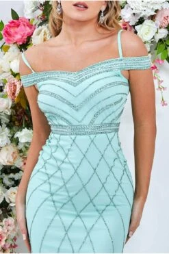 Goddiva Off The Shoulder Sequin Maxi Dress - Mint 5 Goddiva Off The Shoulder Sequin Maxi Dress - Mint -Yumi Clothing Shop ybriAJWu 3778